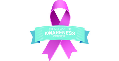 Graphic image of text with breast cancer awareness ribbon