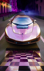 Fototapeta na wymiar Pink Futuristic Supercar created with Generative Al technology