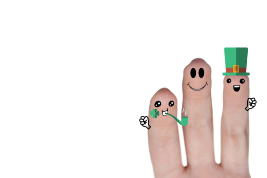 Composite image of fingers and patrick day drawing - Powered by Adobe
