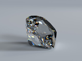 Diamond of Old Mine peruzzi cut on white background, side view