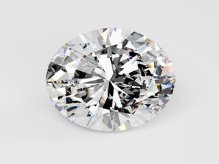 Diamond of oval cut on white background