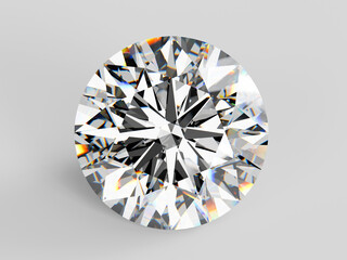 Diamond of round brilliant cut on white background