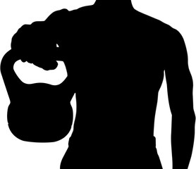 Midsection of athlete holding kettlebell 