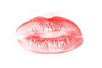 Extreme close up on gorgeous red lips