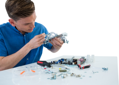 Computer engineer repairing computer motherboard