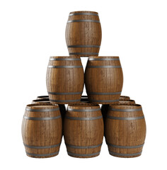 Wooden barrels. Isolated. 3d illustration