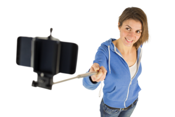 Casual brunette taking a selfie