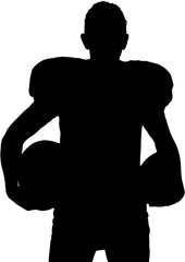 Digital image of silhouette American football player holding ball 