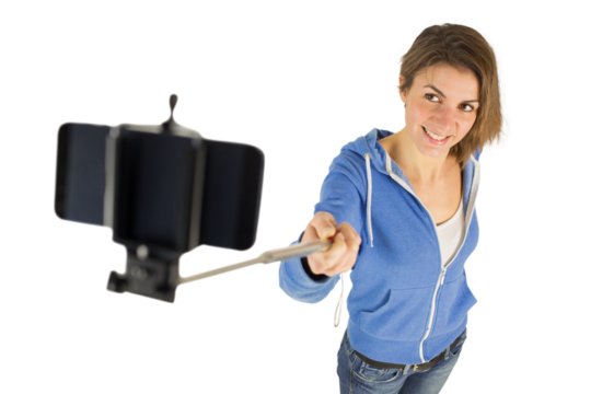 Casual brunette taking a selfie