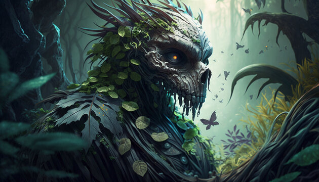 Goast in jangle digital art.Generative AI.