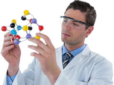 Scientist experimenting molecule structure