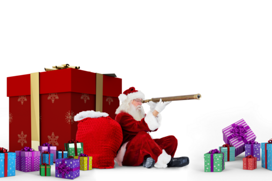 Santa looking through a telescope - Powered by Adobe