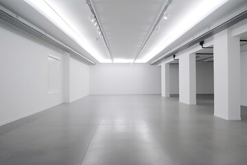 Contemporary empty office space with white decor, Generative AI