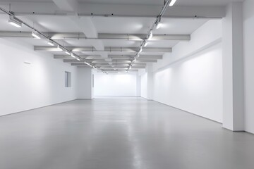 Minimalistic white office empty interior design, Generative AI
