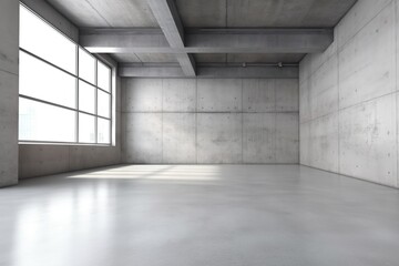 Modern and minimalist empty concrete interior, Generative AI