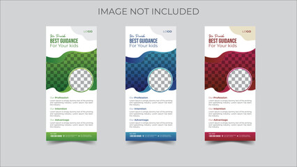 Business Roll Up Set Design. Banner Template, Abstract Blue, Red, Green color Design template