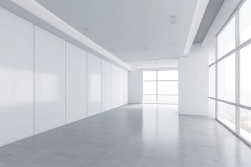 Minimalistic white office space with sleek design and no clutter, white empty interior office, Generative AI