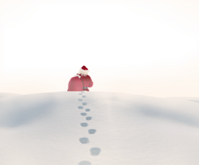 Santa walking in the snow