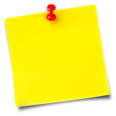 Blank yellow sticky note with thumbtack