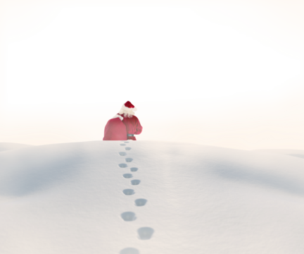 Santa walking in the snow