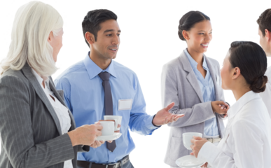 Business people discussing and drinking coffee