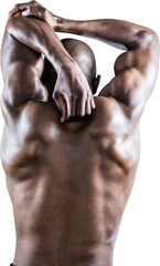 Fototapeta na wymiar Muscular athlete stretching