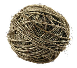 Spool of wrapped plastic twine. Rope for use in the garden and at home. Isolated background.