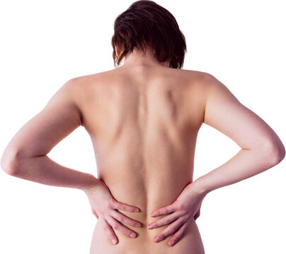Fototapeta Nude woman with a back injury