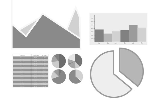 Digital generated image of various graphs