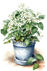 Japanese Snowbell in Watercolor for Peaceful and Botanical Home Decor. Generative AI