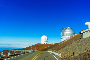 Telescope Domes of the Mauna Kea Observatory in Hawaii