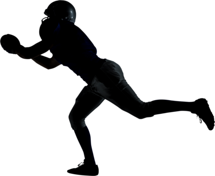 Silhouette American football player catching ball - Powered by Adobe