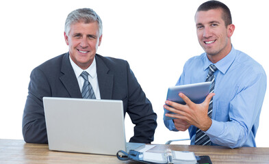 Fototapeta premium Businessmen working together with laptop and tablet