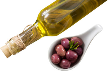 Marinated oil and olive oil bottle