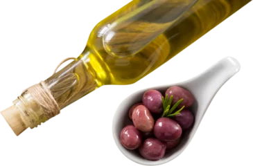 Gordijnen Marinated oil and olive oil bottle © vectorfusionart
