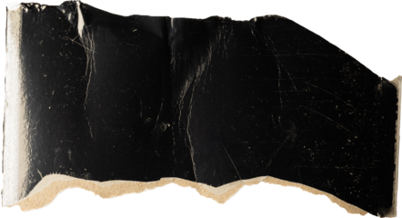 Image of close up of black torn paper with copy space on transparent background