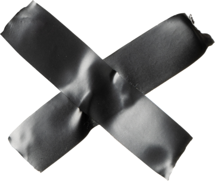 Close up of two black pieces of tape with shape of cross - Powered by Adobe