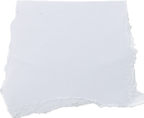 Image of close up of white torn paper with copy space on transparent background