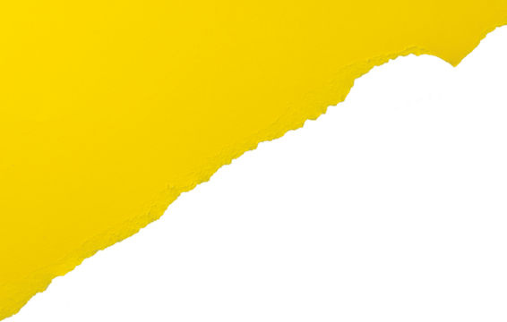 Image of close up of yellow torn paper with copy space on transparent background - Powered by Adobe