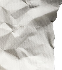 Image of close up of crumpled torn paper with copy space on transparent background