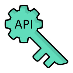 API Key Line Color Icon