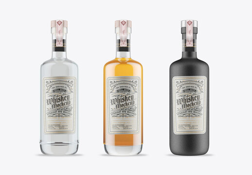Set 3 Liquor Bottles Mockup