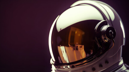 Space Adventure Beckons: Close-up of Astronaut's Helmet with Reflective Glass and Metal. Generative AI