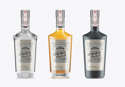 Set 3 Liquor Bottles Mockup