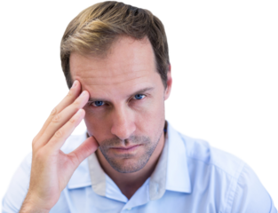 Portrait of man with headache