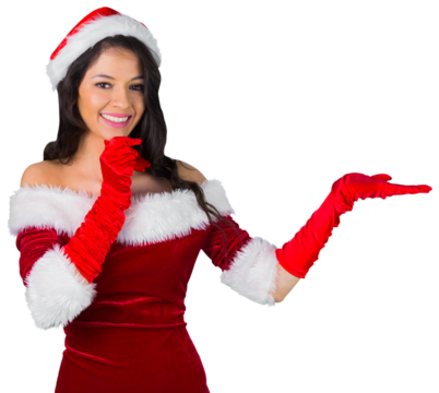 Pretty girl presenting in santa outfit 