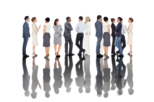 Many business people standing in a line