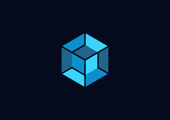 abstract open box cube logo template