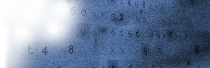 Digital image of numbers and text on blue screen