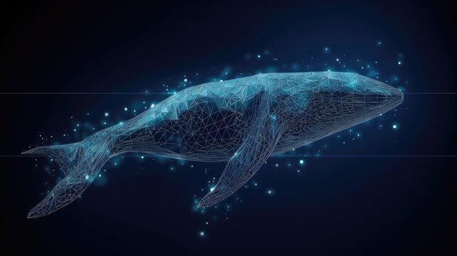 Blue whale composed of polygon. Generative AI